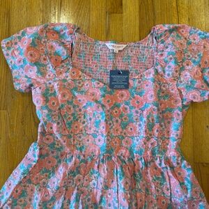 Carla Kiley Pink and Teal Floral Mini Dress
